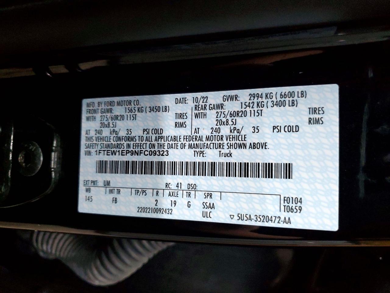 2022 FORD F150