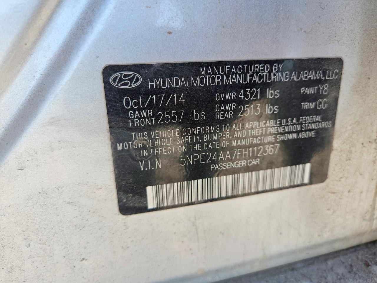 2015 HYUNDAI SONATA