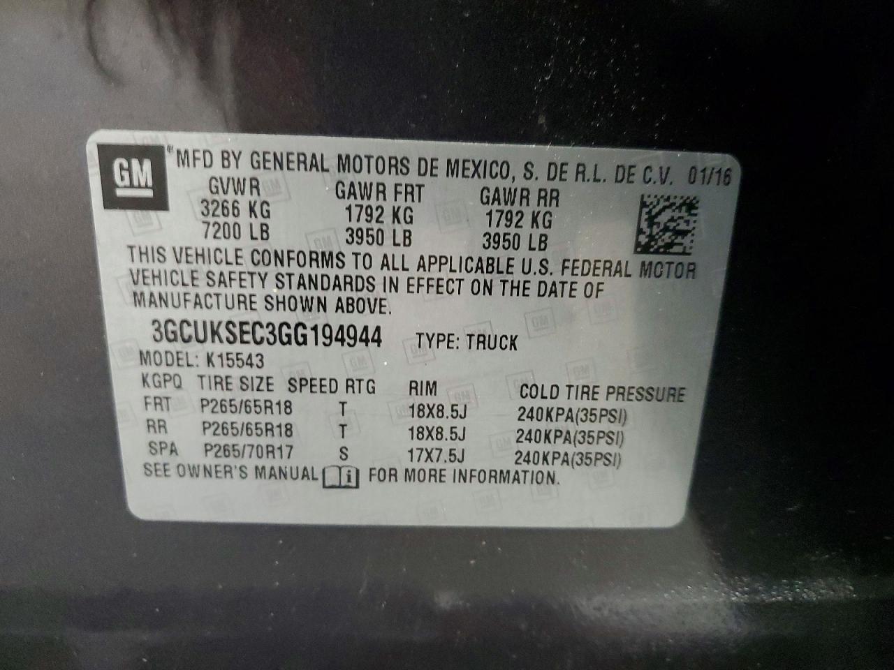 2016 CHEVROLET SILVERADO