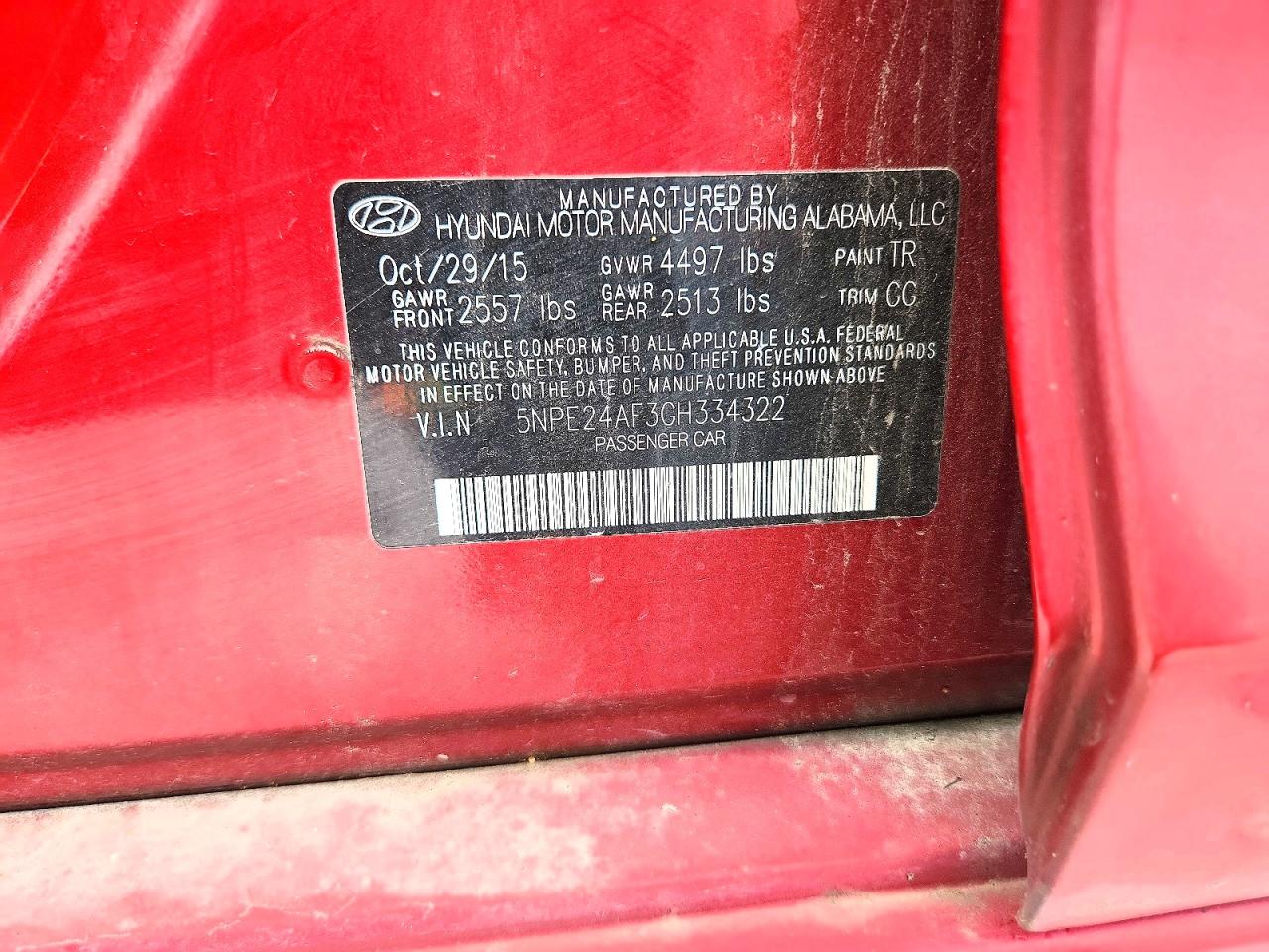 2016 HYUNDAI SONATA
