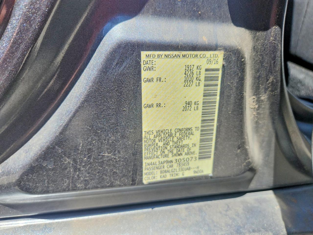 2017 NISSAN ALTIMA