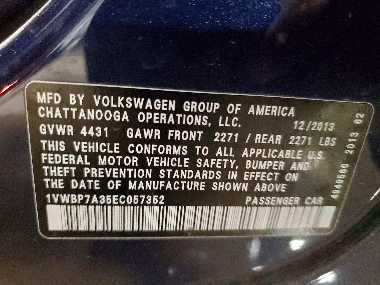 2014 VOLKSWAGEN PASSAT