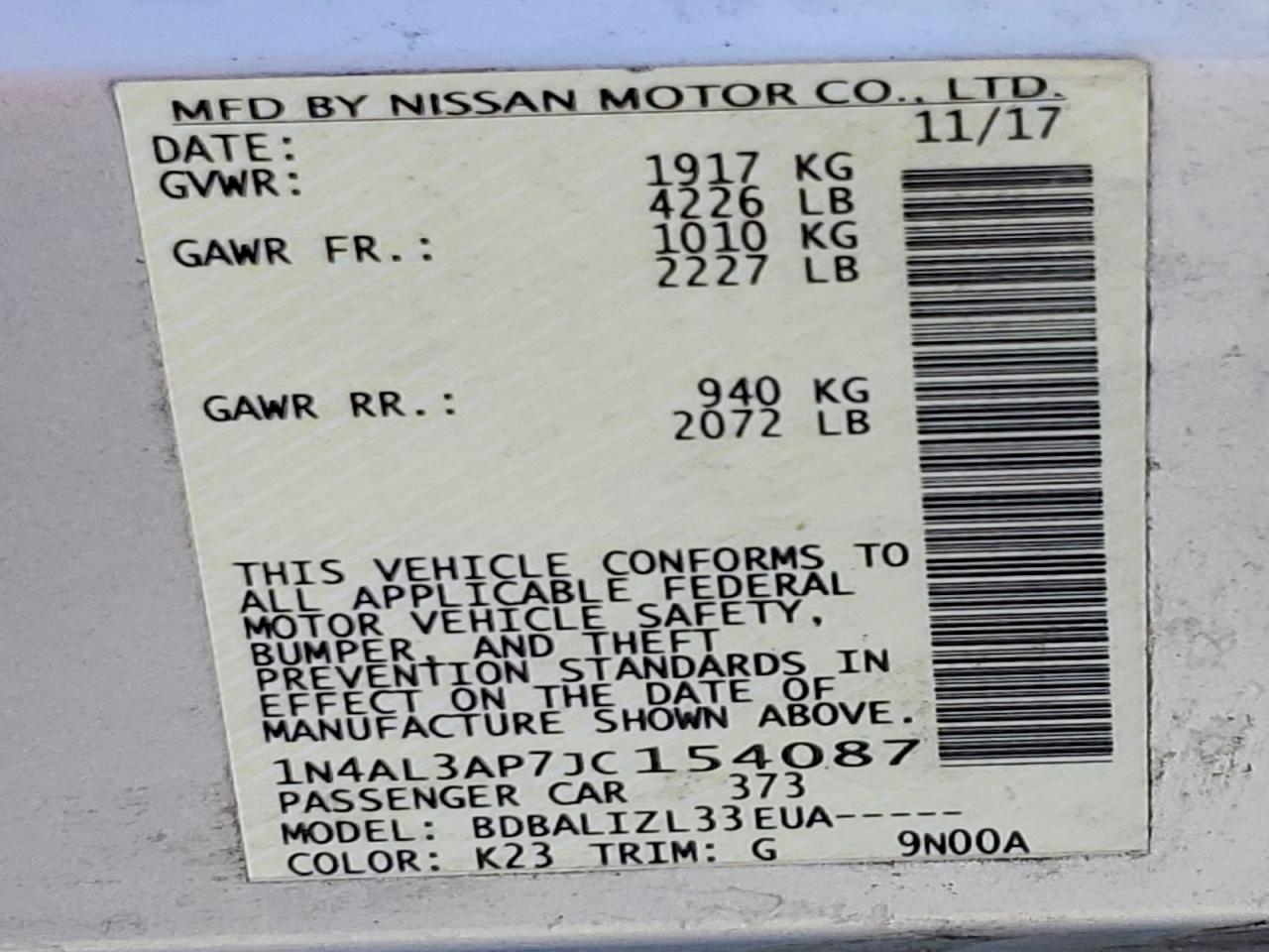 2018 NISSAN ALTIMA