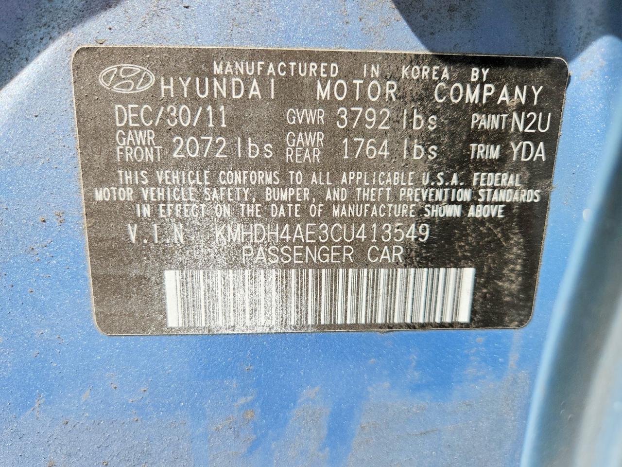2012 HYUNDAI ELANTRA