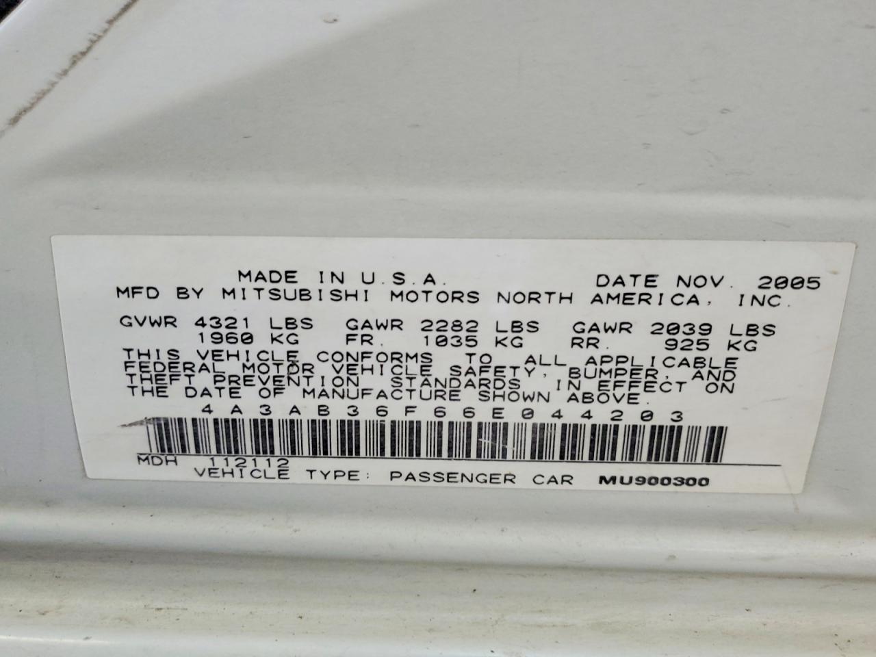 2006 MITSUBISHI GALANT