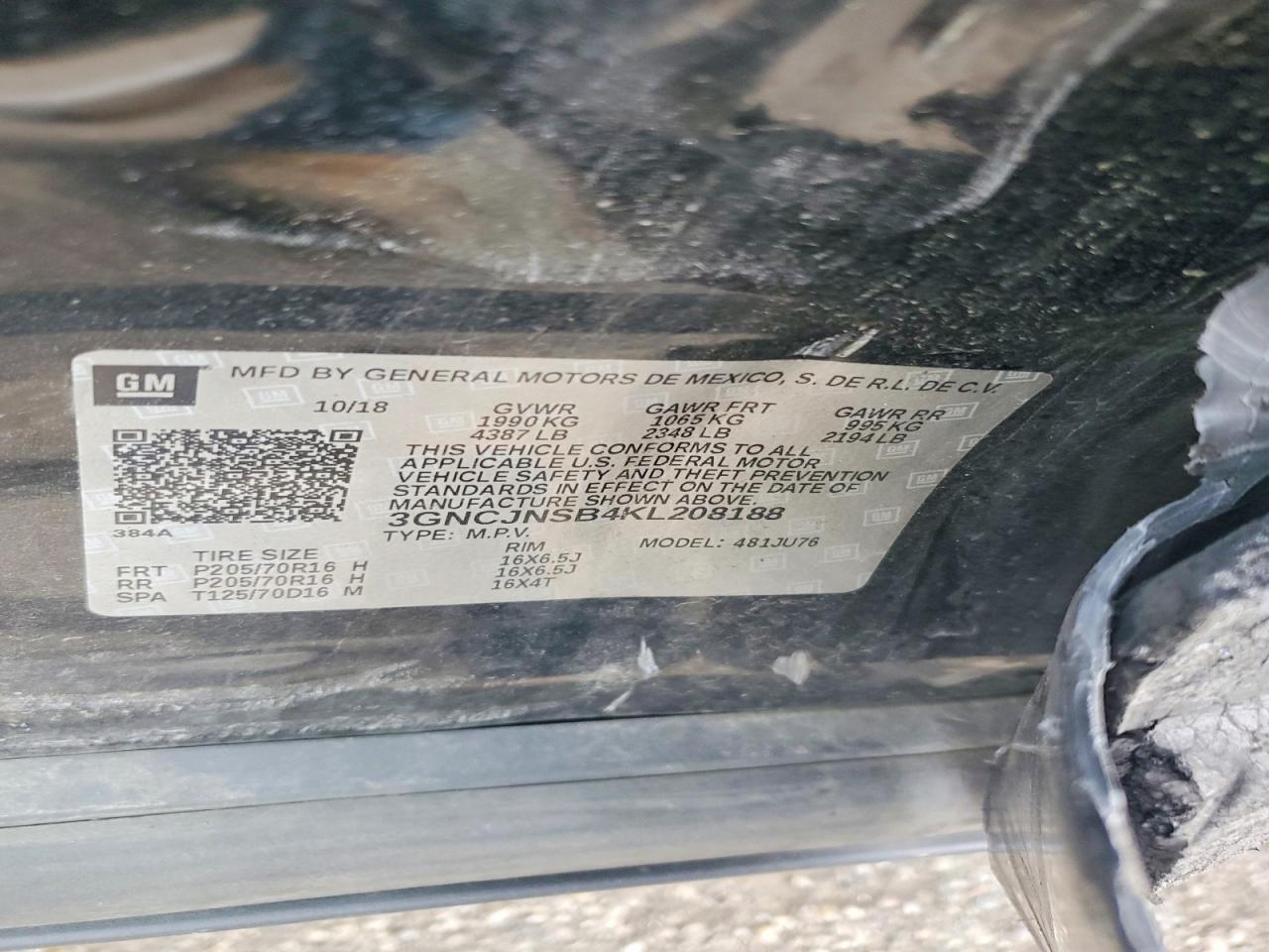 2019 CHEVROLET TRAX