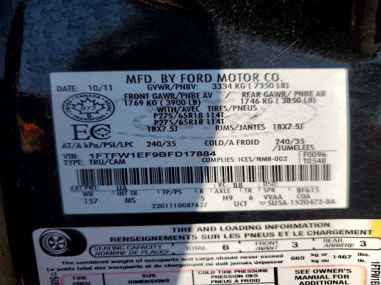 2011 FORD F150