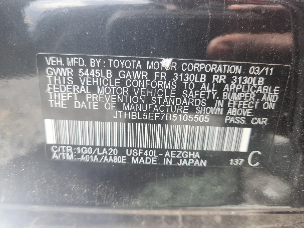 2011 LEXUS LS460
