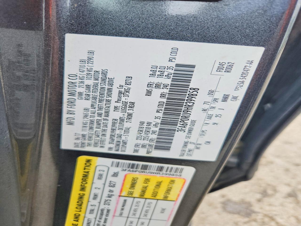 2017 FORD FUSION