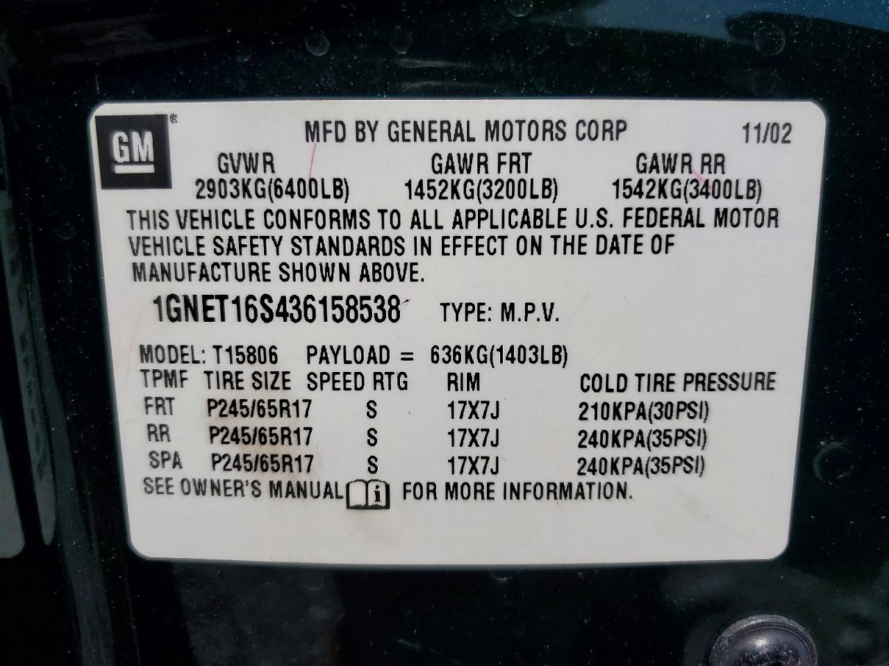 2003 CHEVROLET TRAILBLAZE