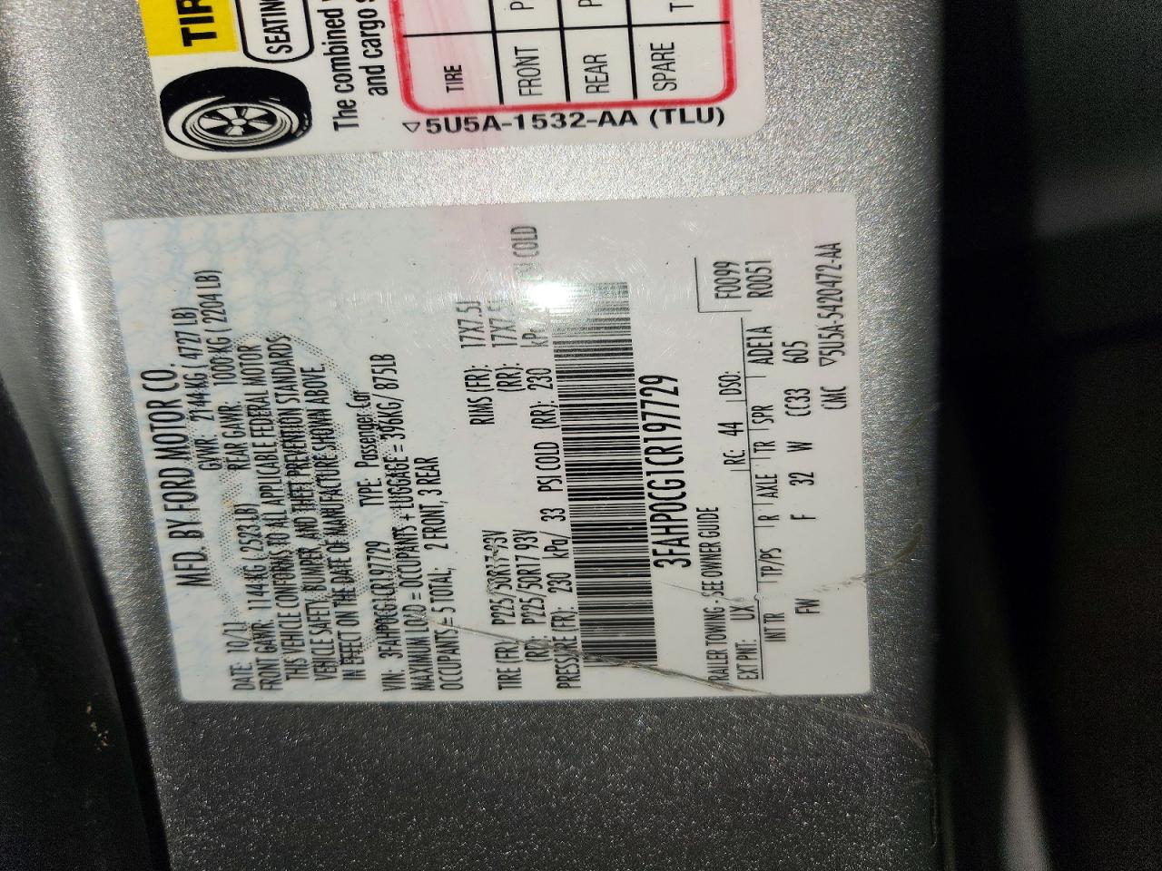 2012 FORD FUSION