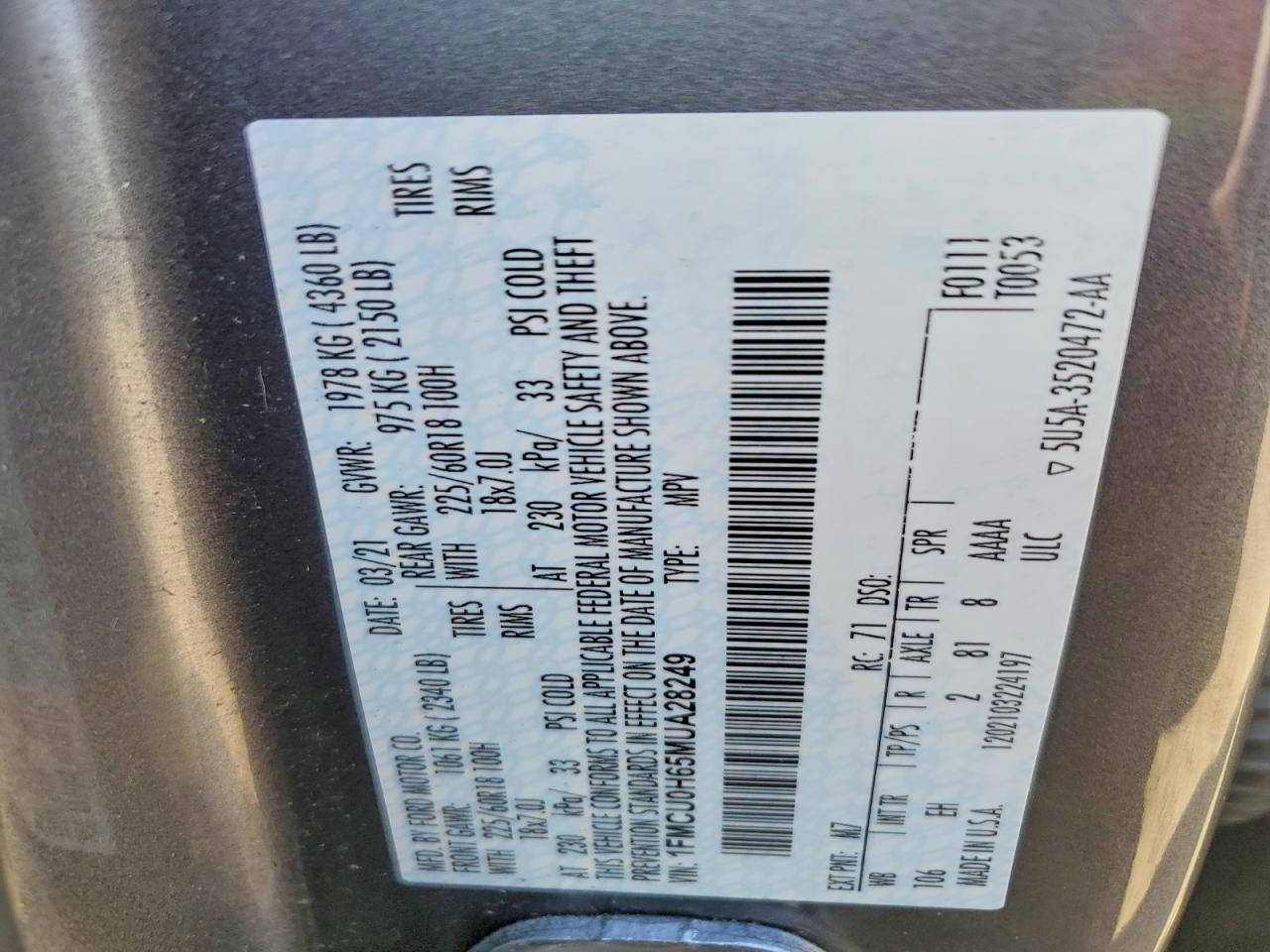 2021 FORD ESCAPE