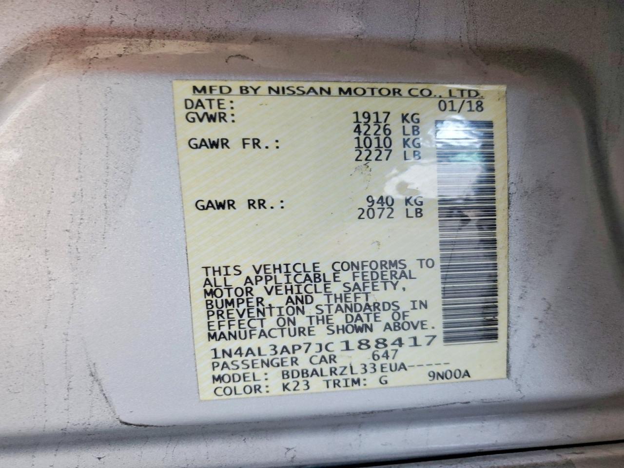 2018 NISSAN ALTIMA