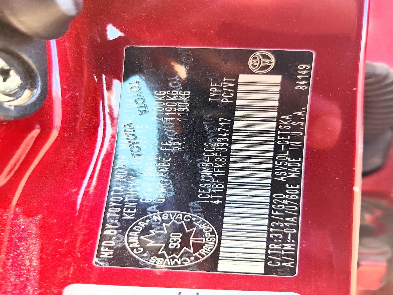 2015 TOYOTA CAMRY