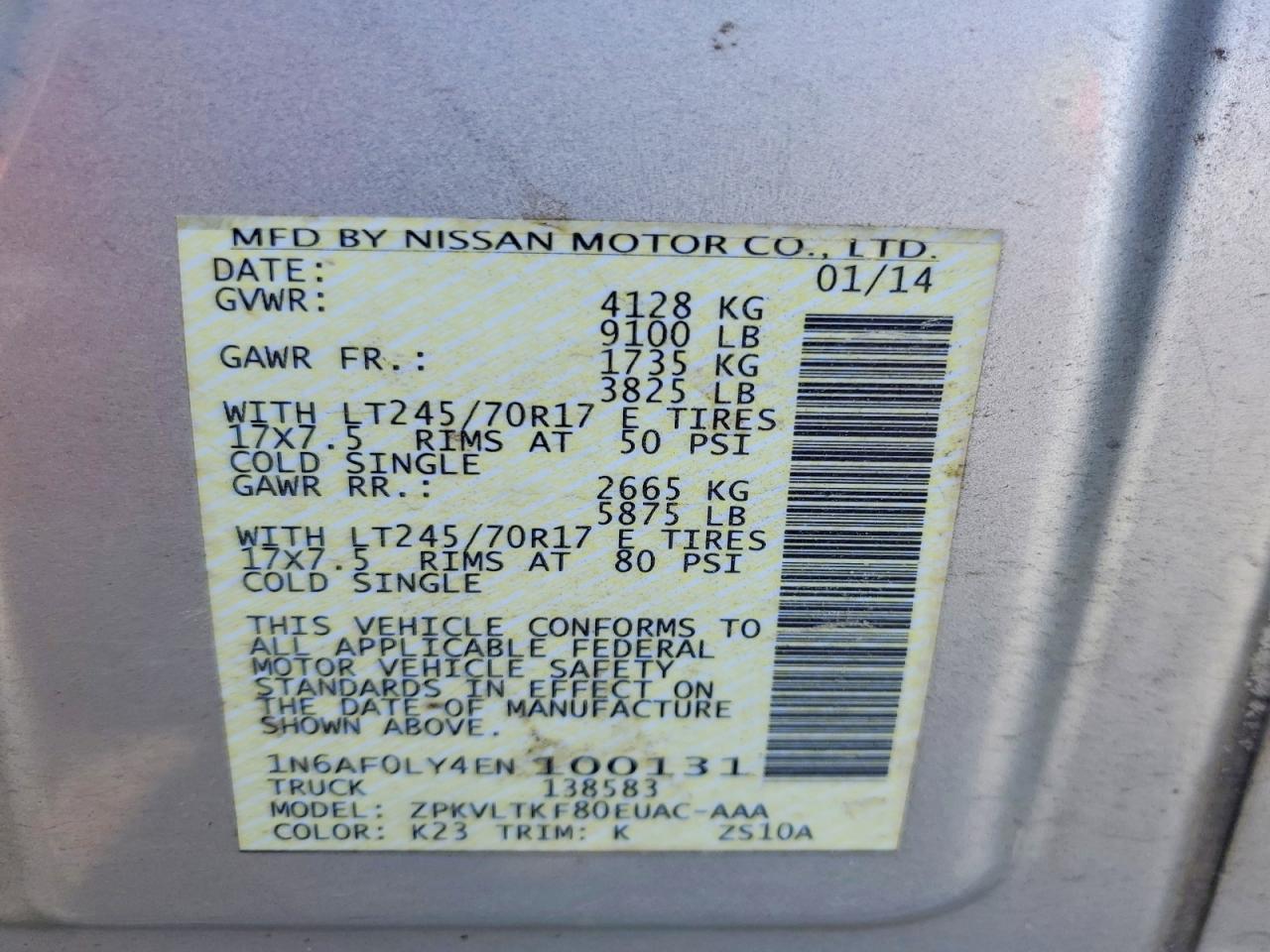 2014 NISSAN NV