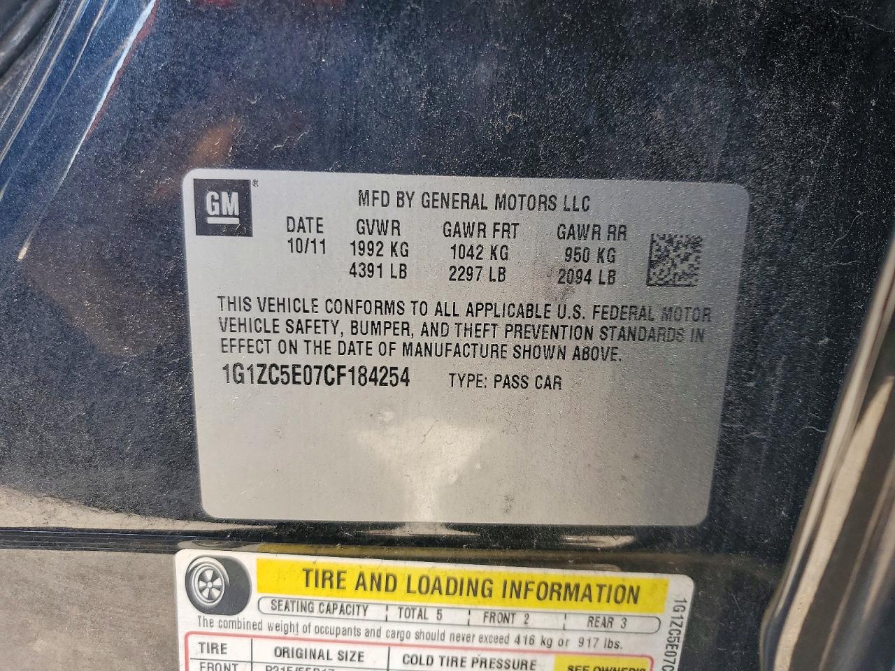 2012 CHEVROLET MALIBU