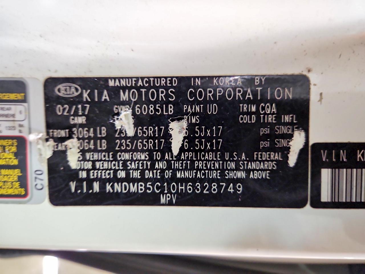 2017 KIA SEDONA