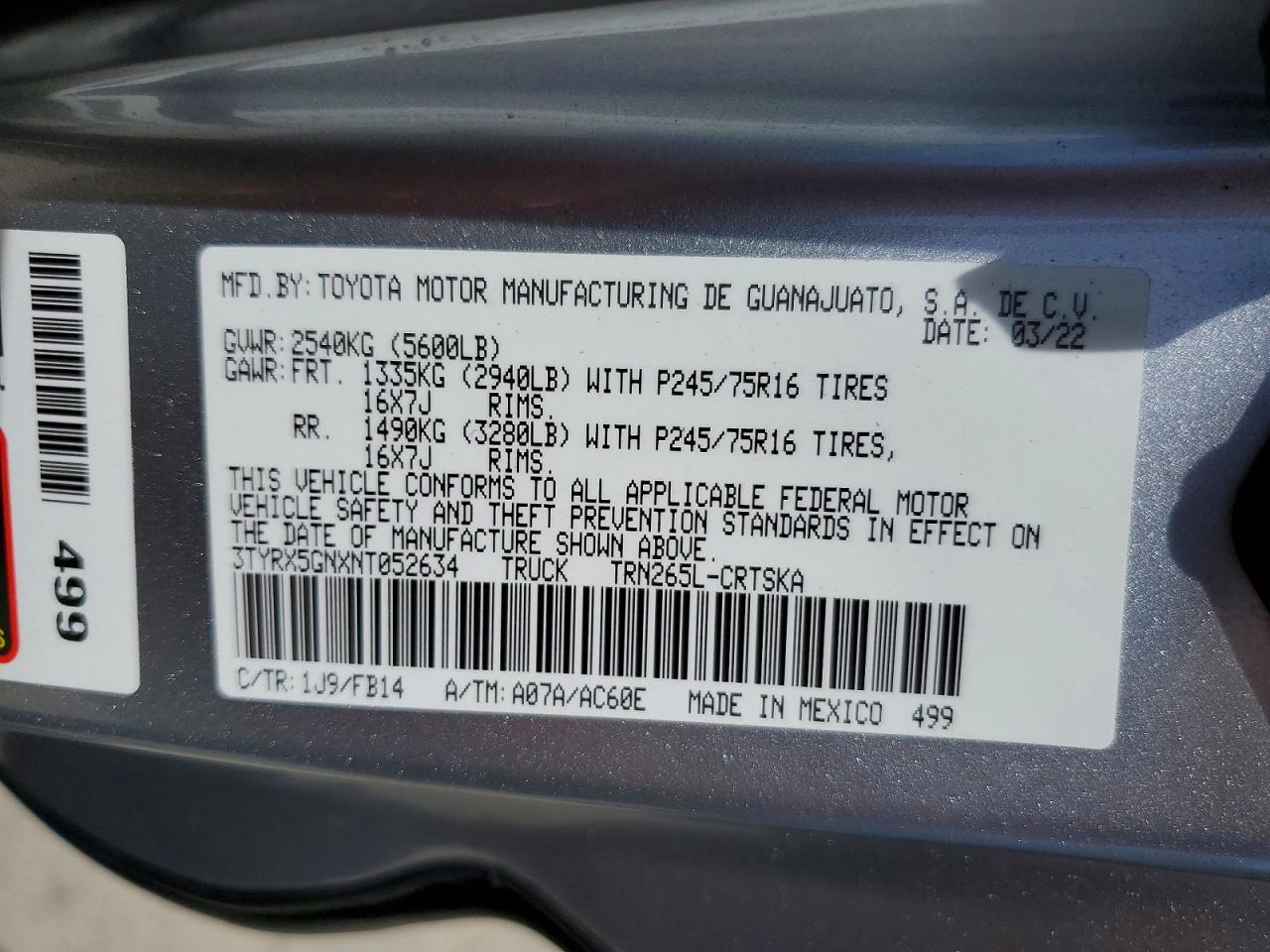 2022 TOYOTA TACOMA