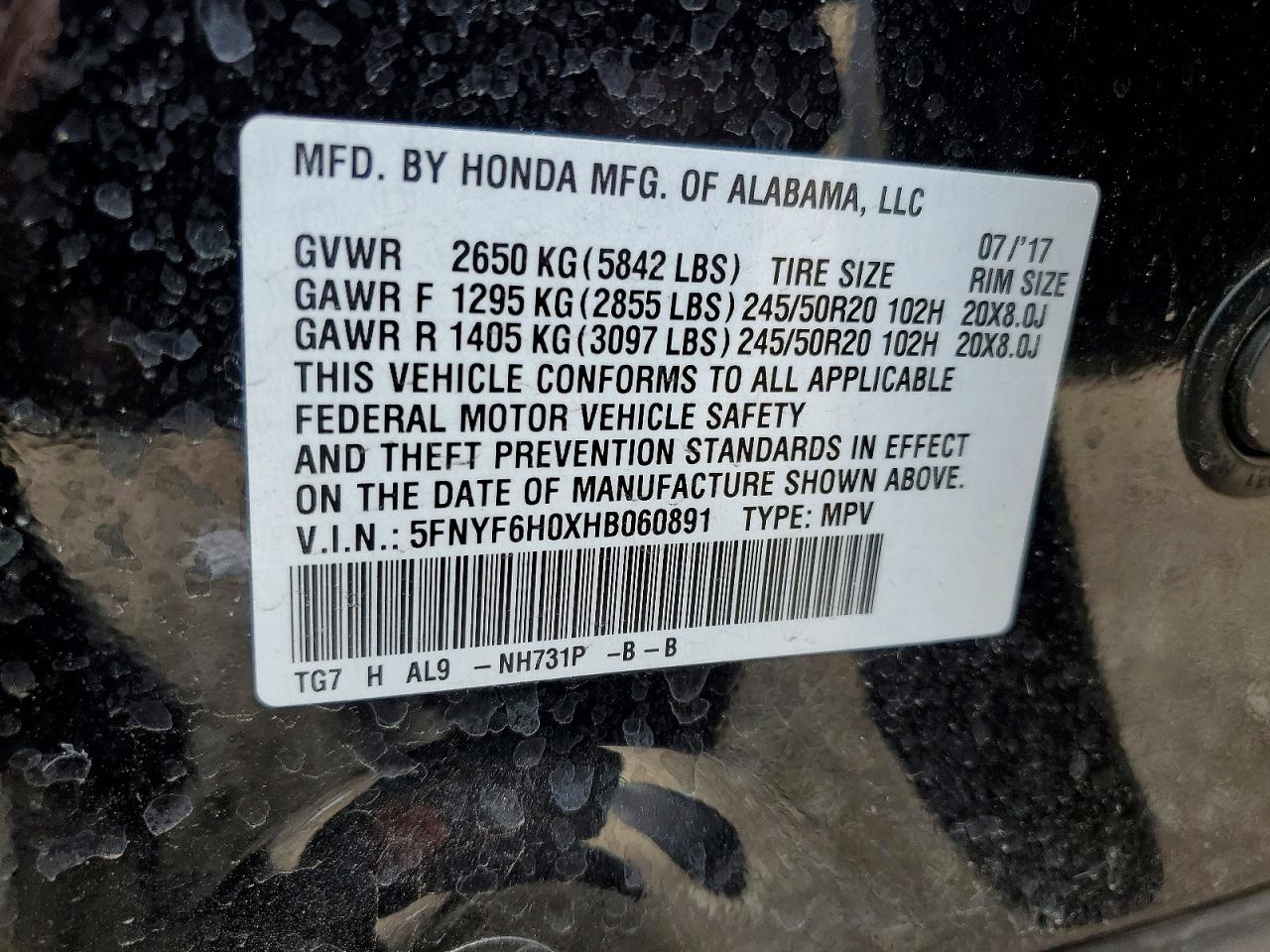 2017 HONDA PILOT