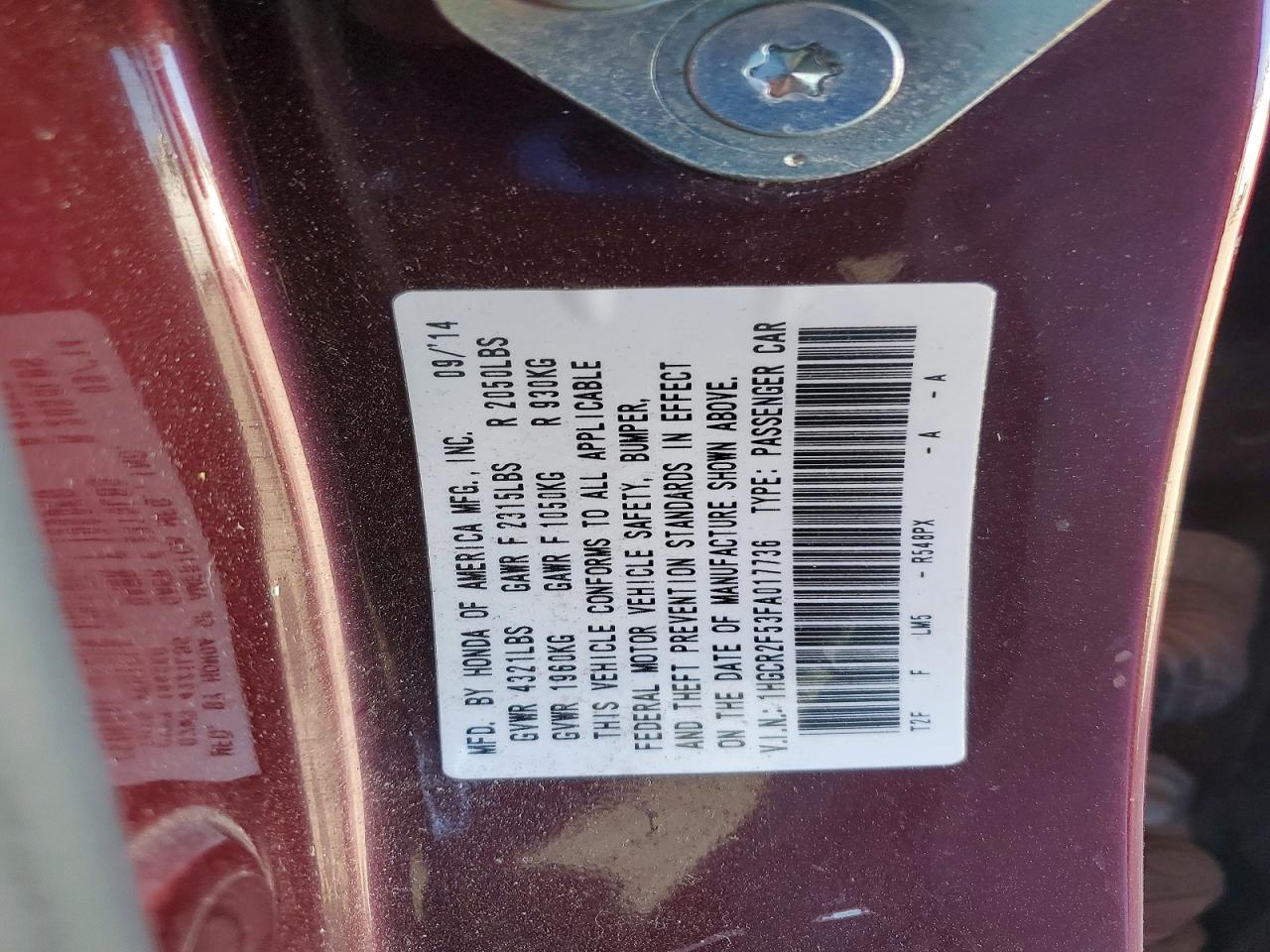 2015 HONDA ACCORD