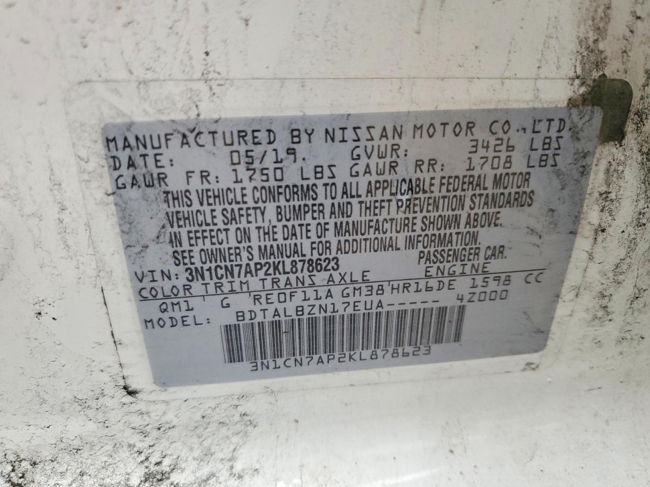 2019 NISSAN VERSA