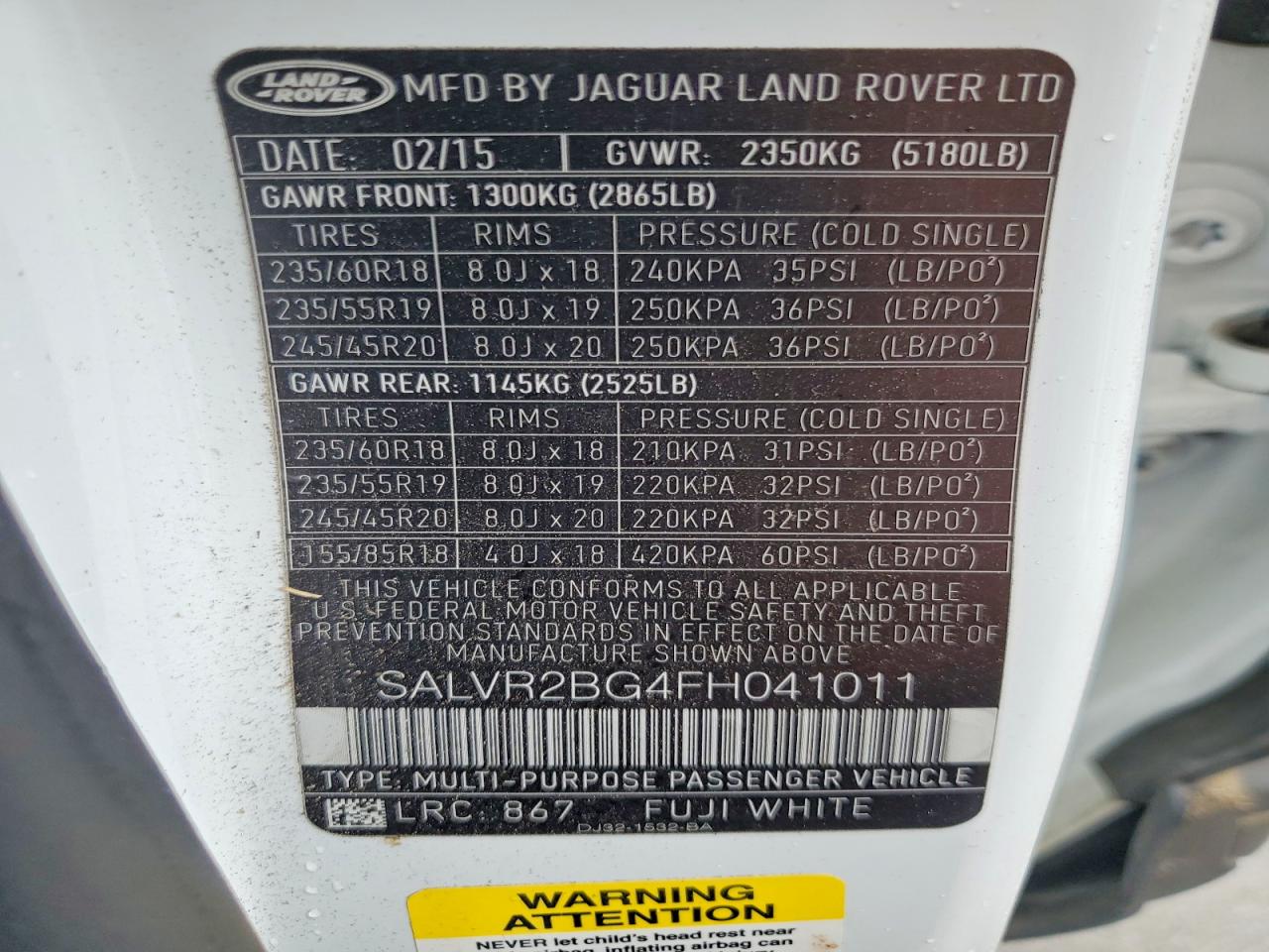 2015 LAND ROVER RANGEROVER