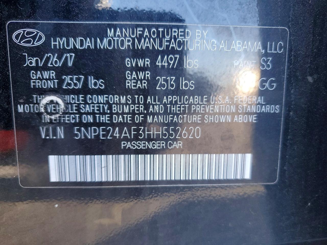 2017 HYUNDAI SONATA