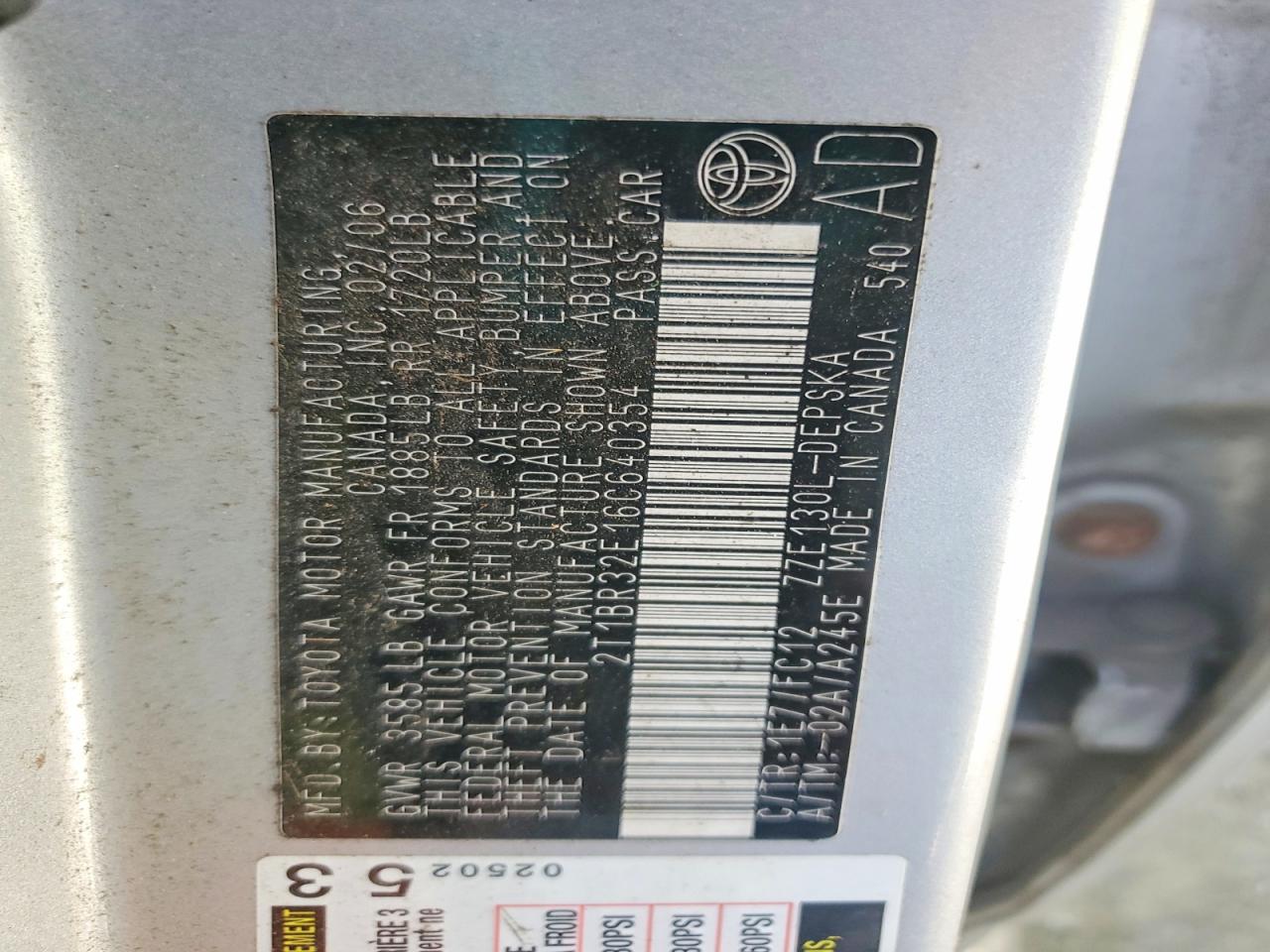 2006 TOYOTA COROLLA