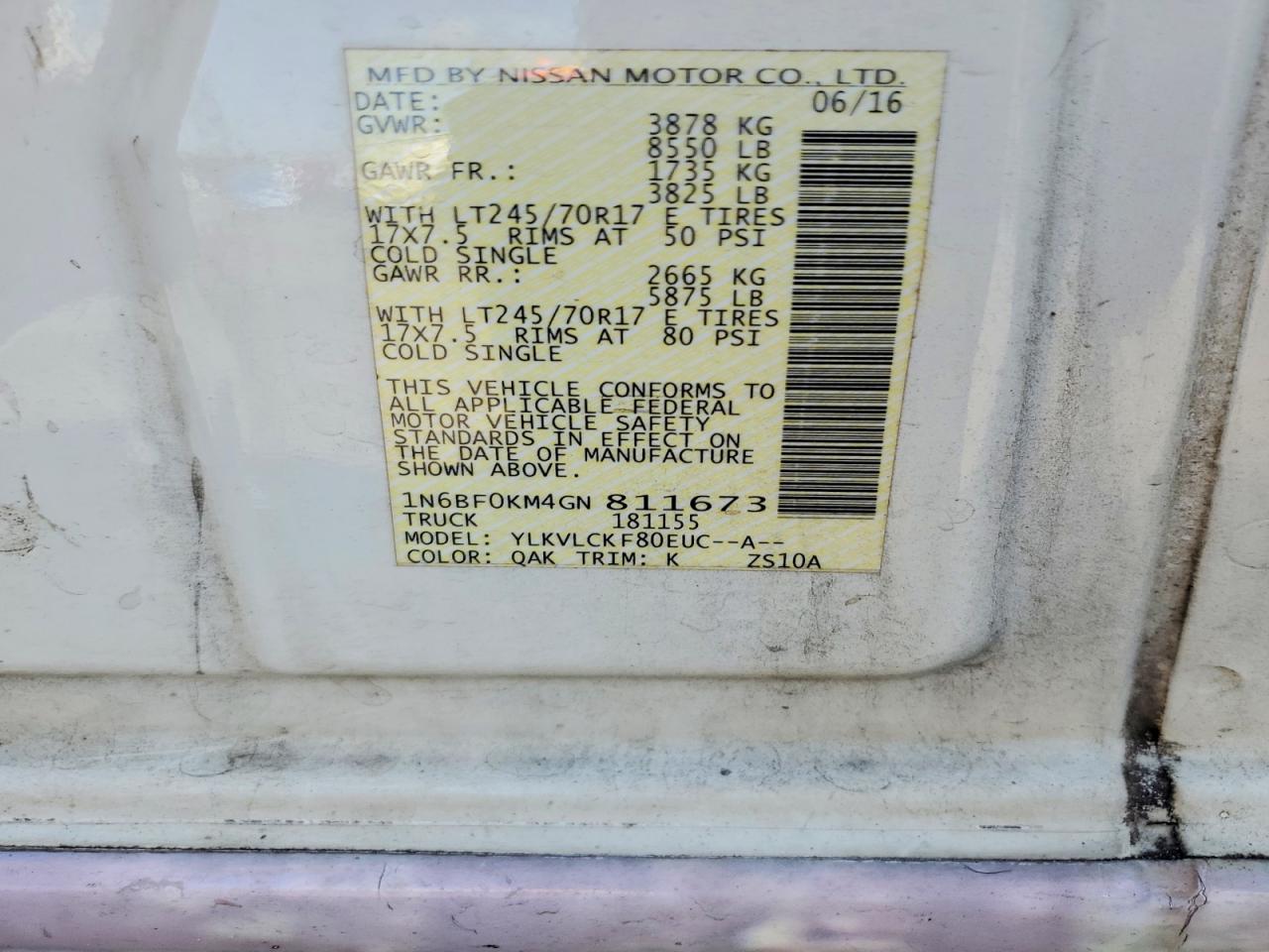 2016 NISSAN NV