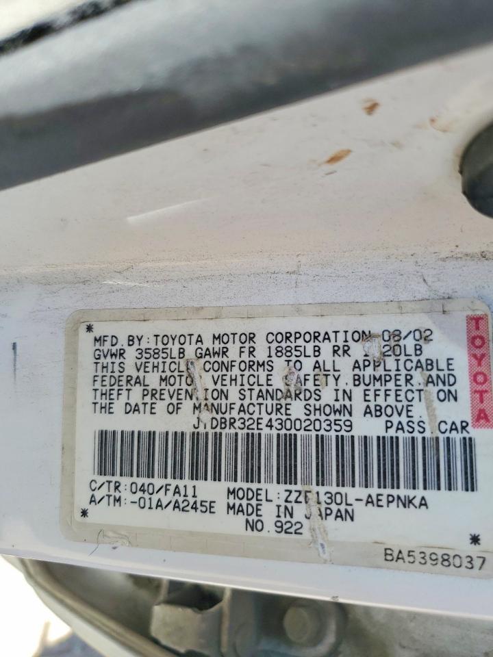 2003 TOYOTA COROLLA