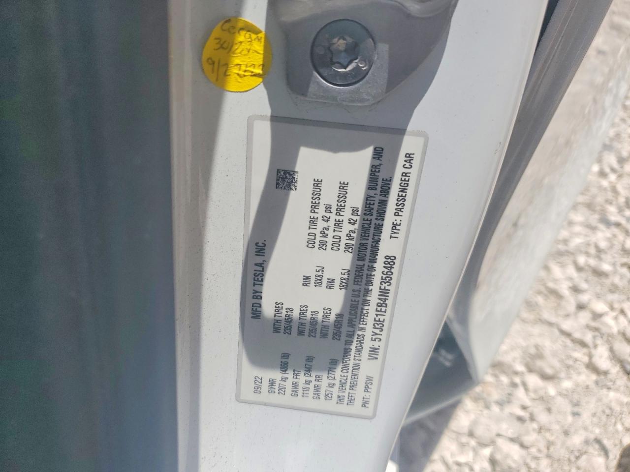 2022 TESLA MODEL 3