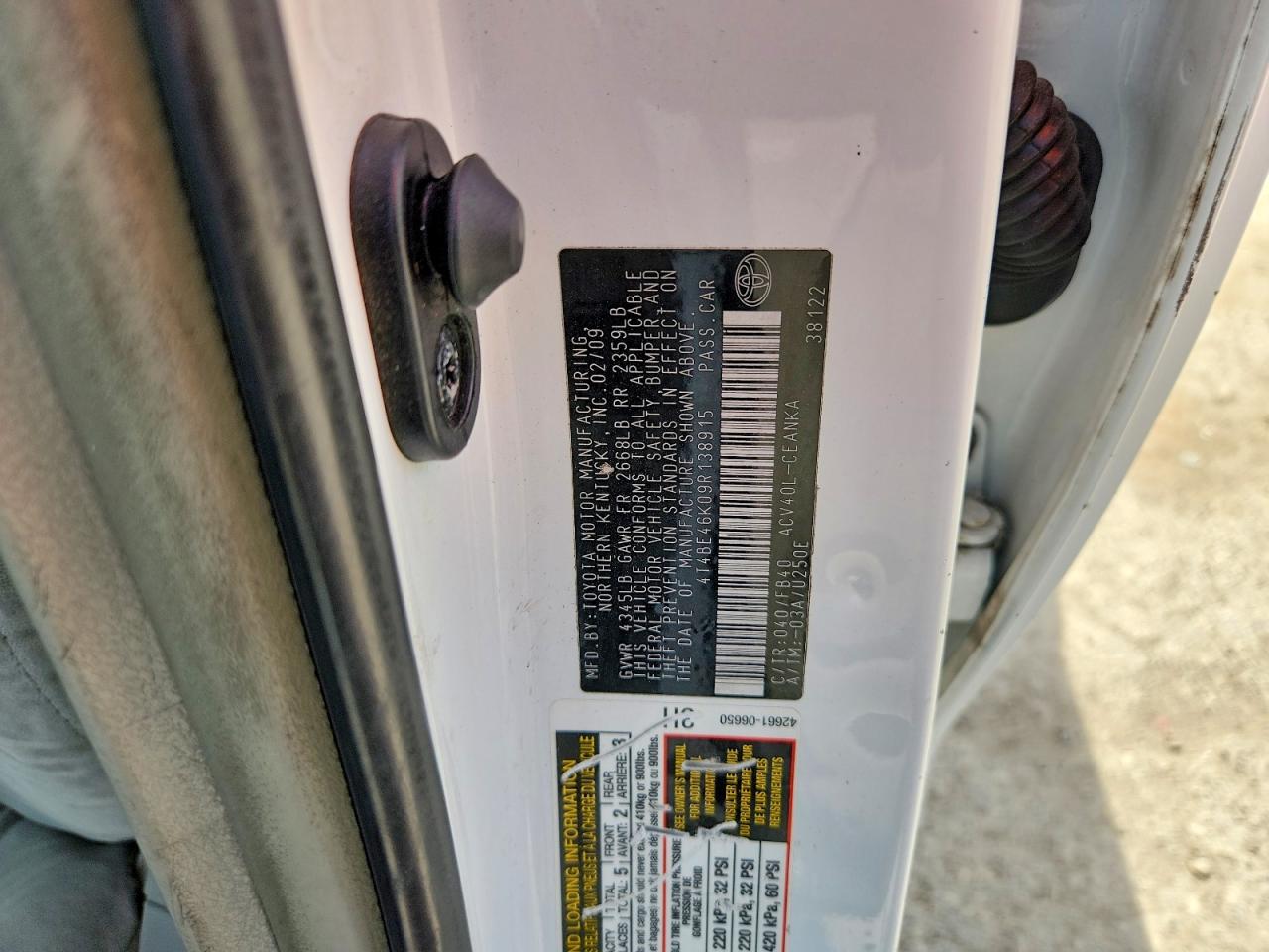 2009 TOYOTA CAMRY