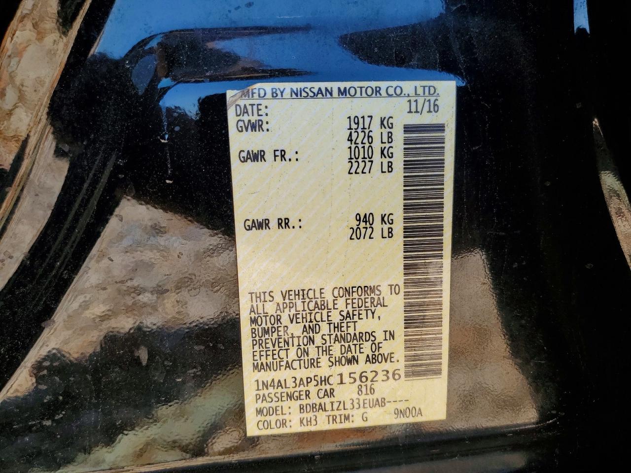 2017 NISSAN ALTIMA