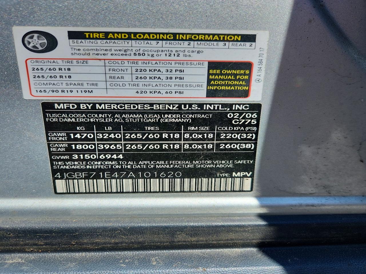 2007 MERCURY GL-CLASS