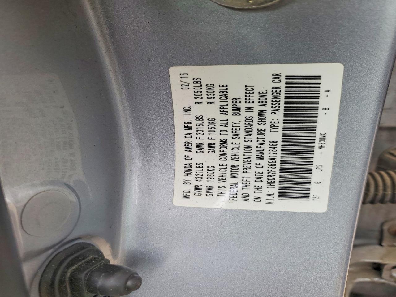 2016 HONDA ACCORD