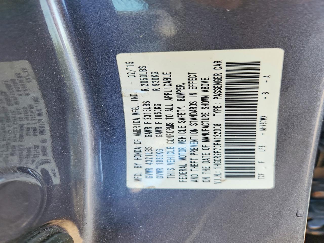 2015 HONDA ACCORD