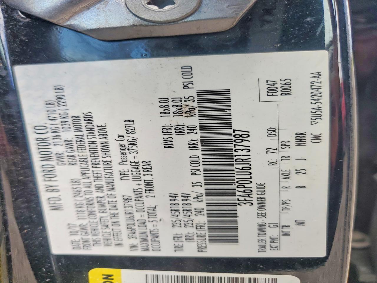 2018 FORD FUSION