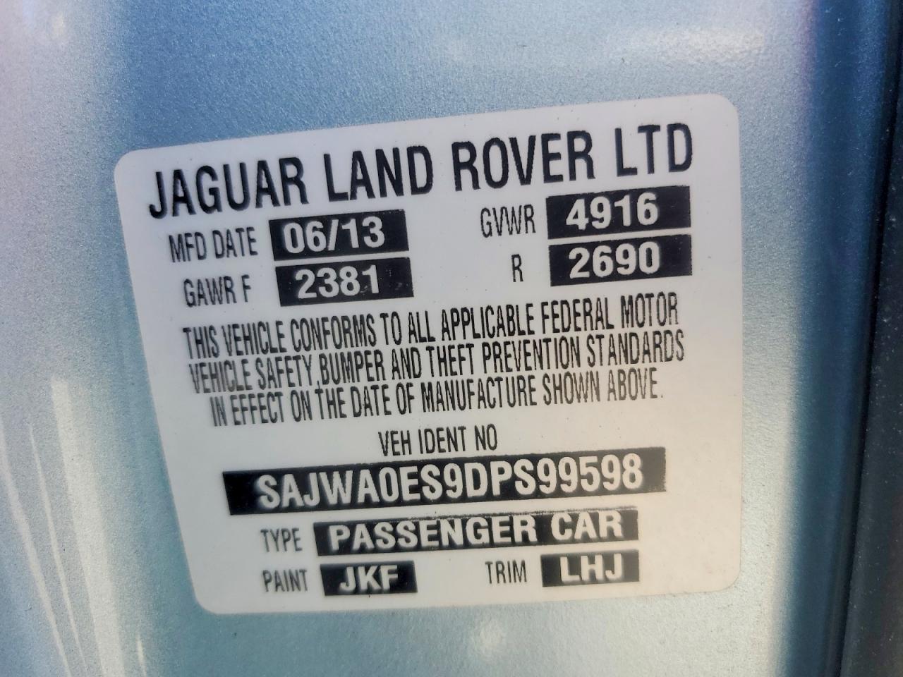 2013 JAGUAR ALL OTHER