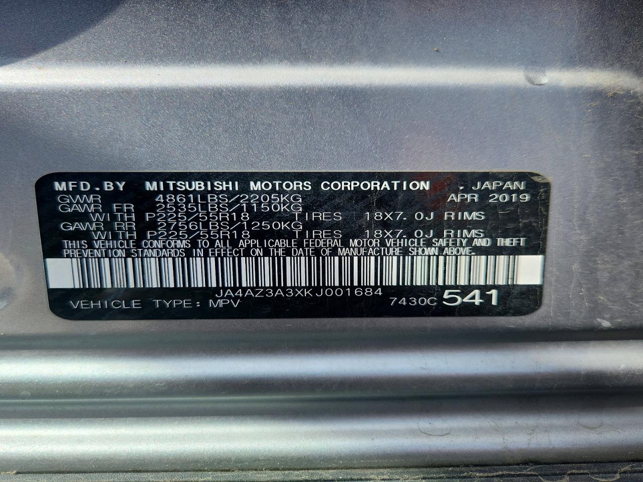 2019 MITSUBISHI OUTLANDER