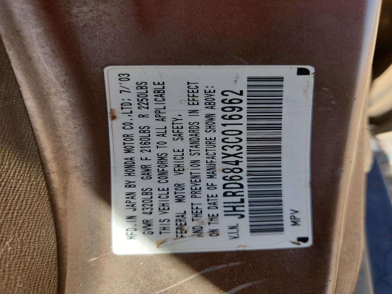 2003 HONDA CRV