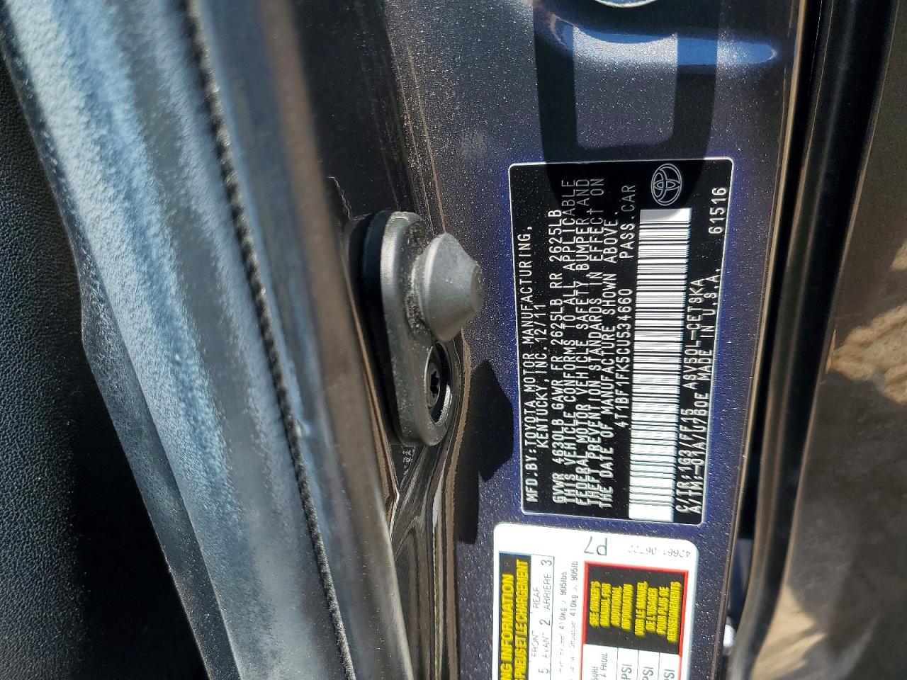 2012 TOYOTA CAMRY