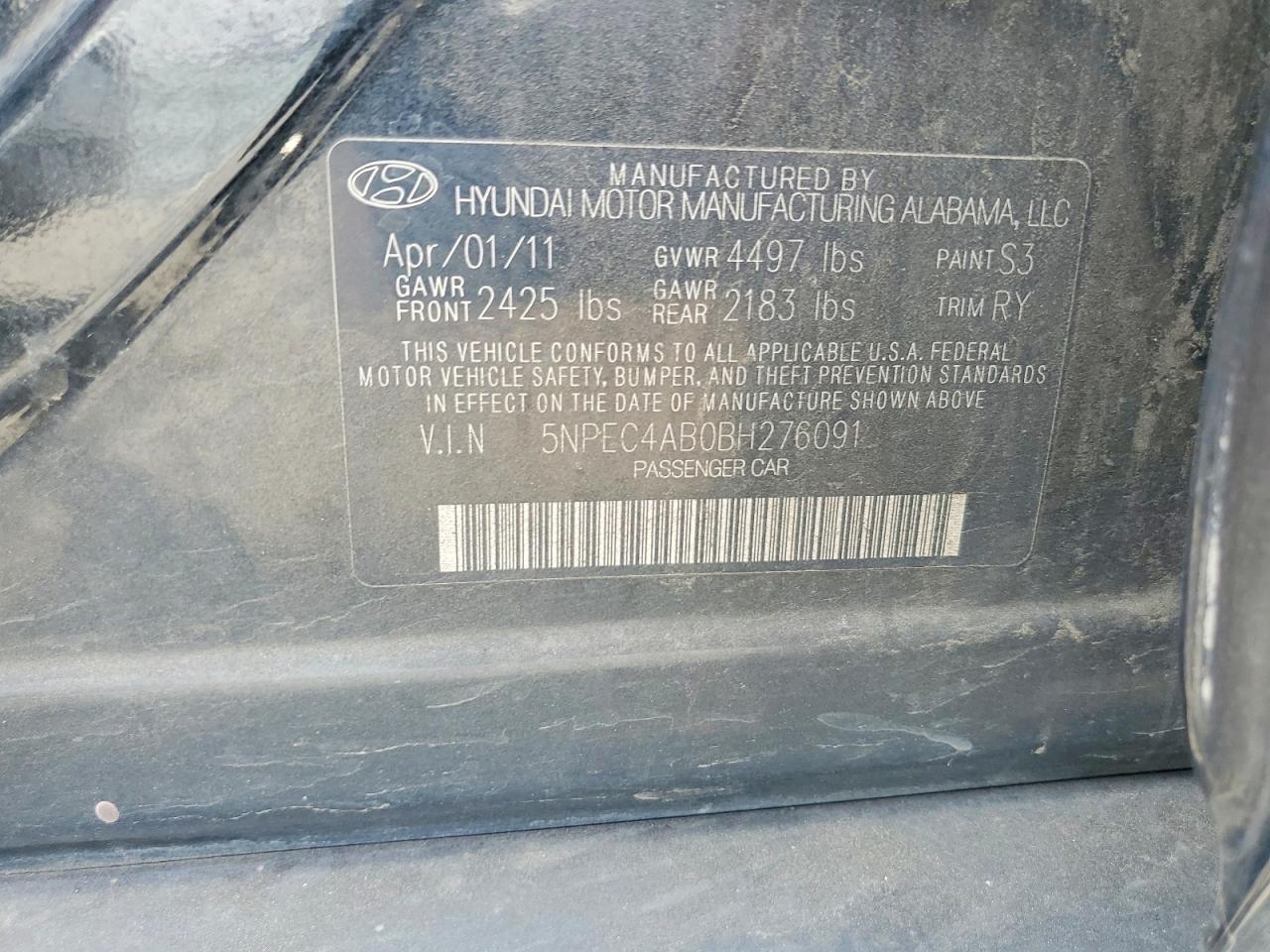 2011 HYUNDAI SONATA