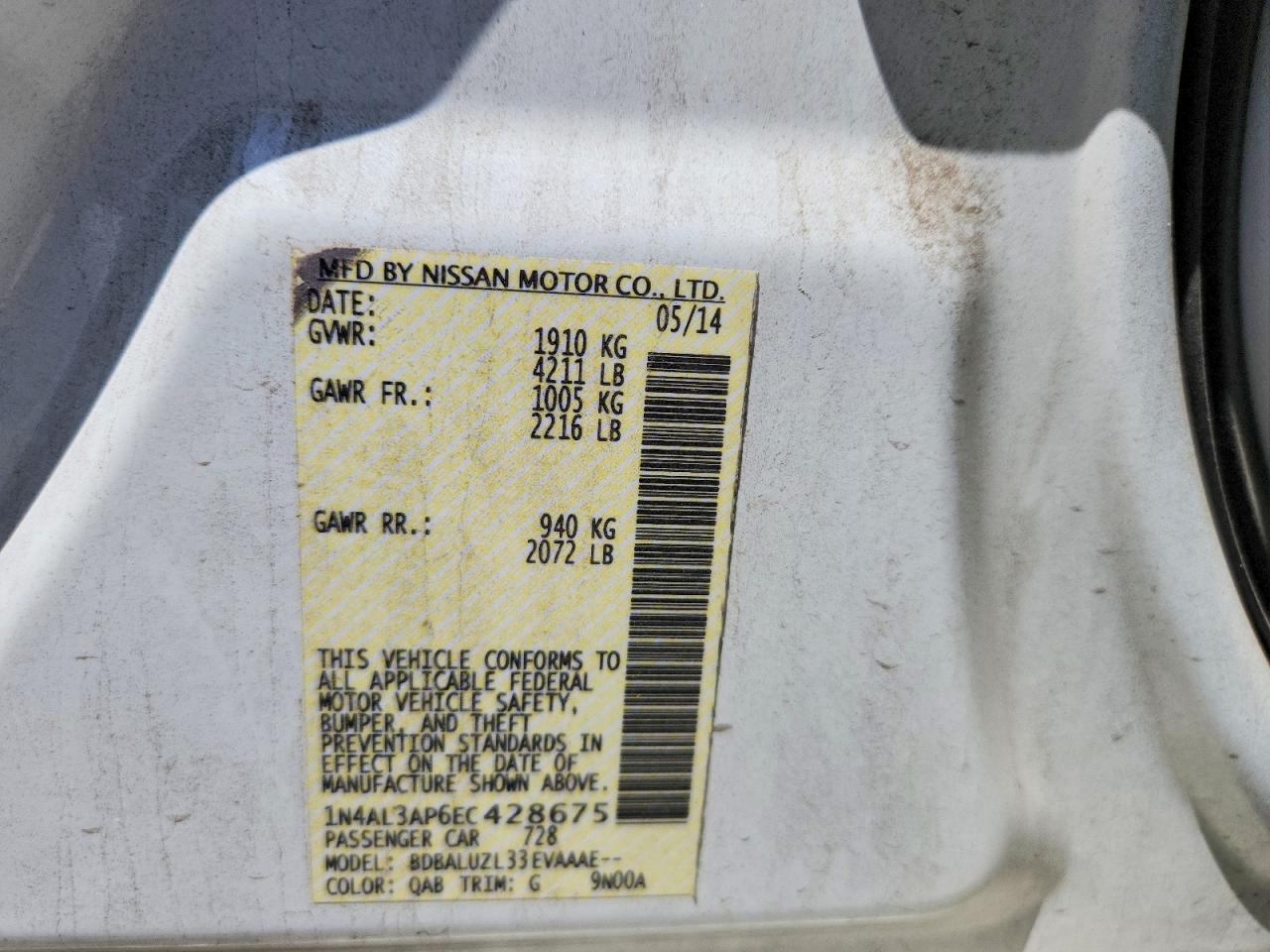 2014 NISSAN ALTIMA