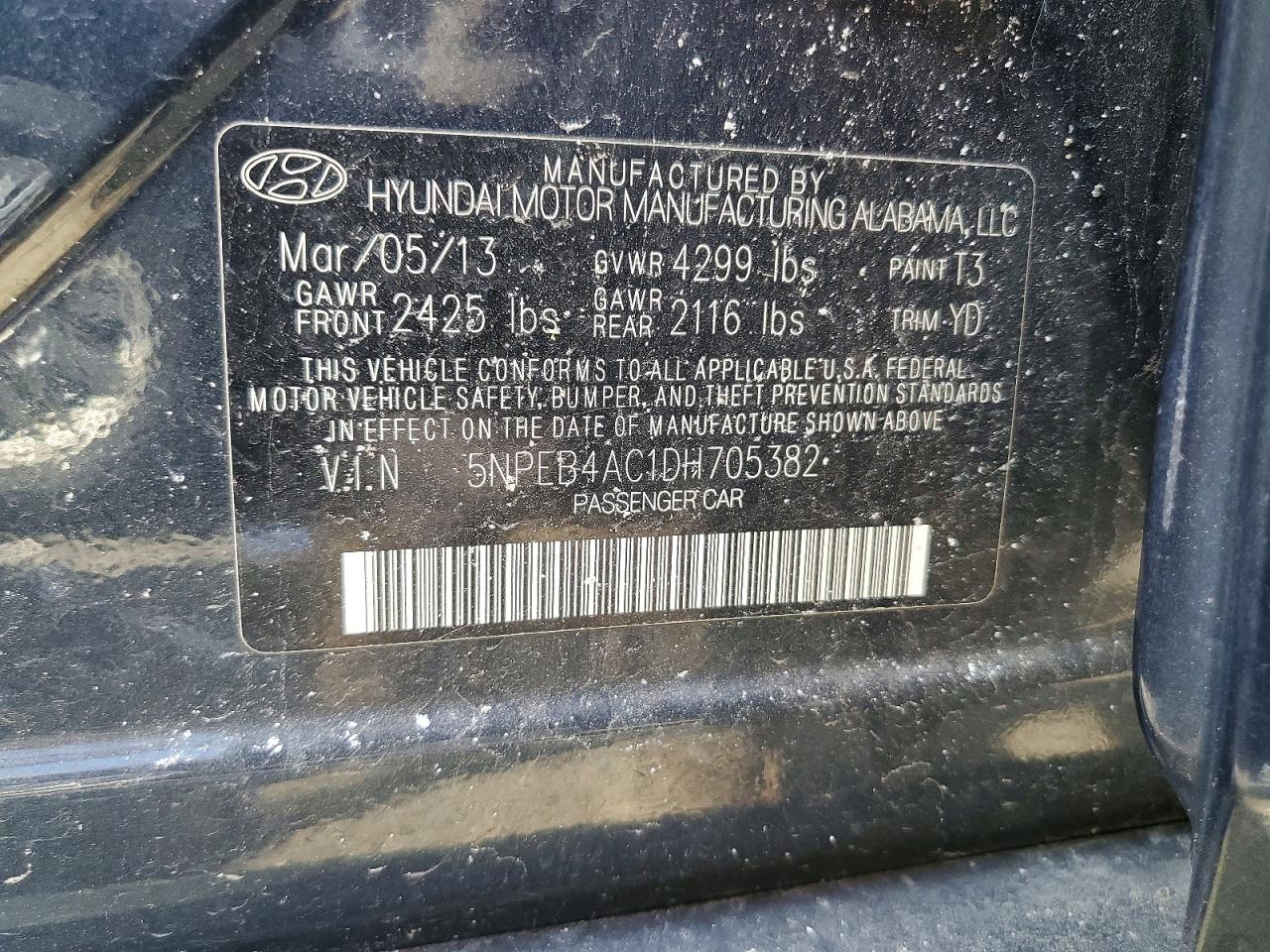 2013 HYUNDAI SONATA