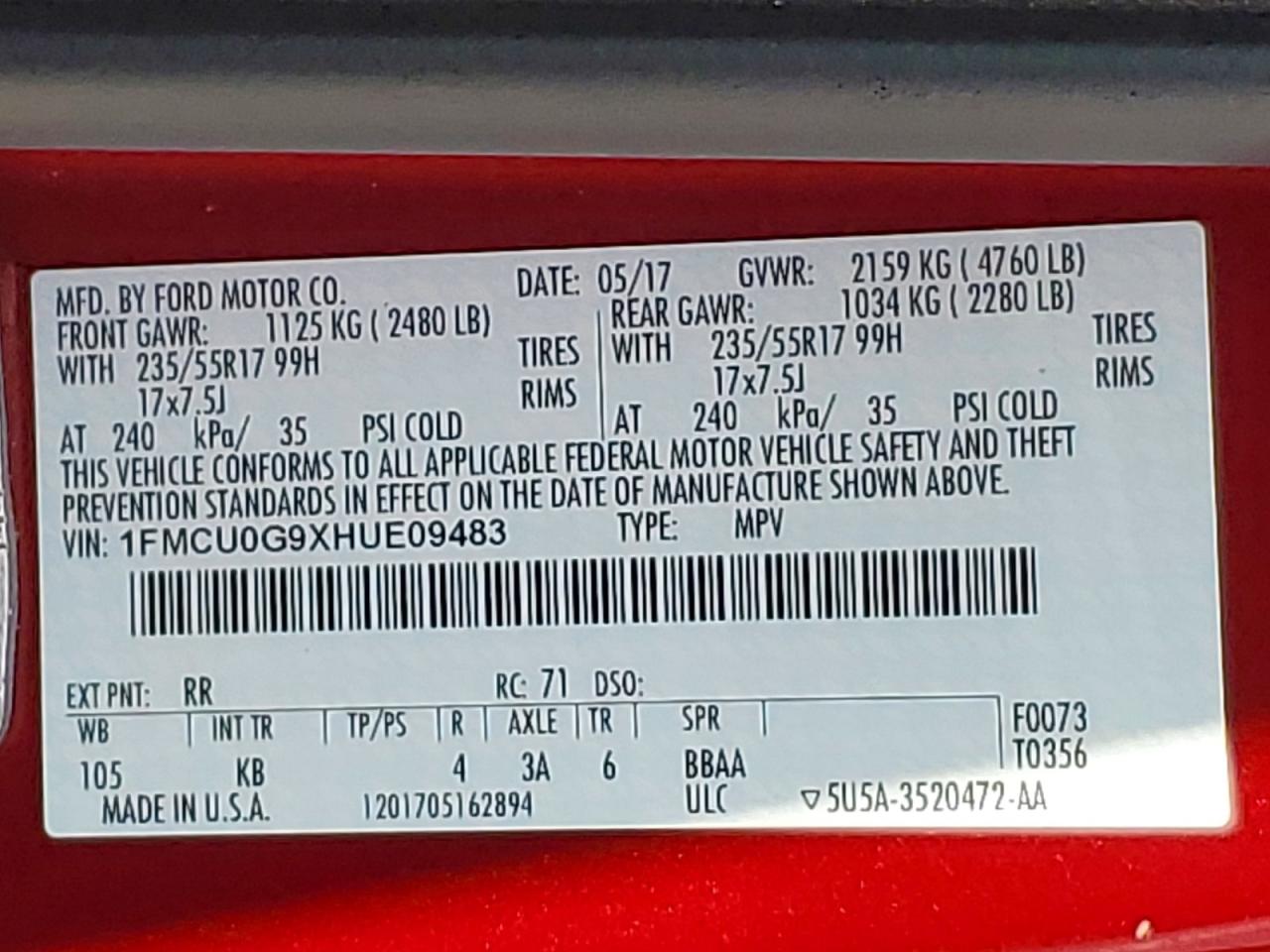 2017 FORD ESCAPE