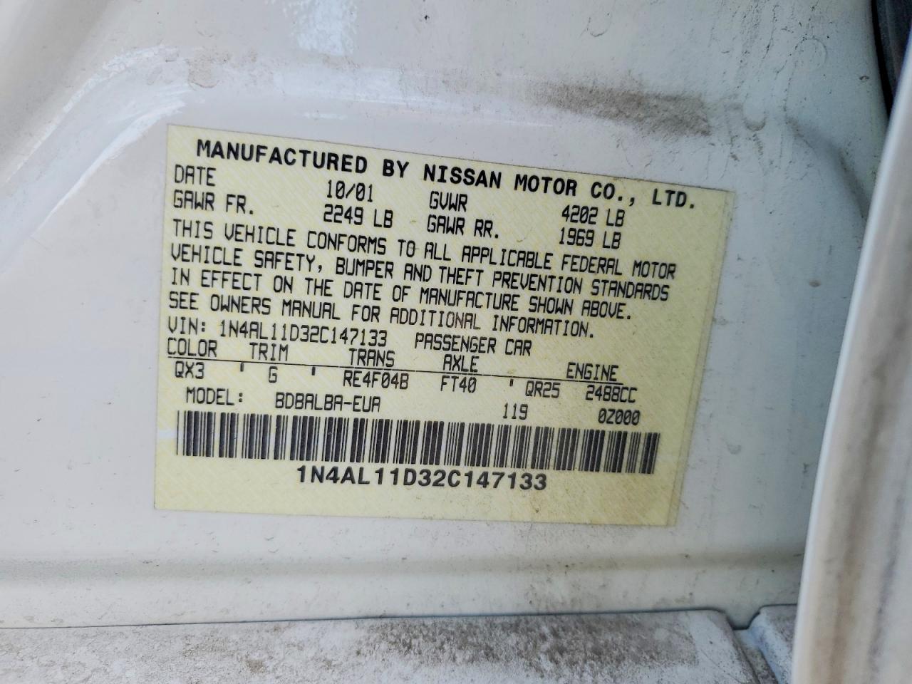 2002 NISSAN ALTIMA