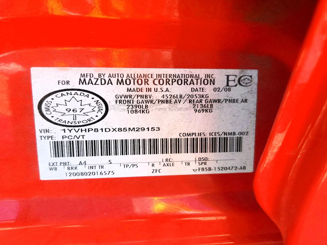 2008 MAZDA 6