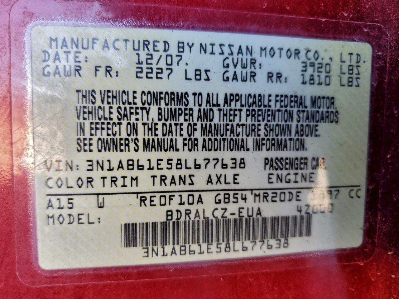 2008 NISSAN SENTRA