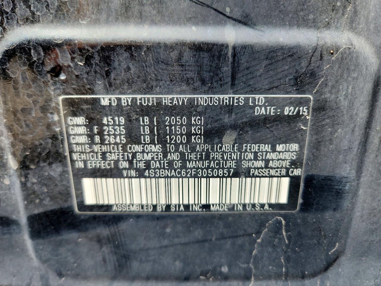 2015 SUBARU LEGACY