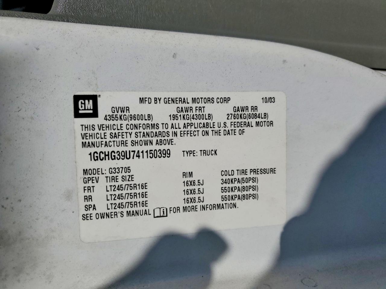 2004 CHEVROLET EXPRESS